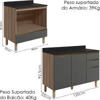 Balcao Com Tampo E Balcao Forno Mdf Kali Nicioli Carvalho Toq Chumbo - 3