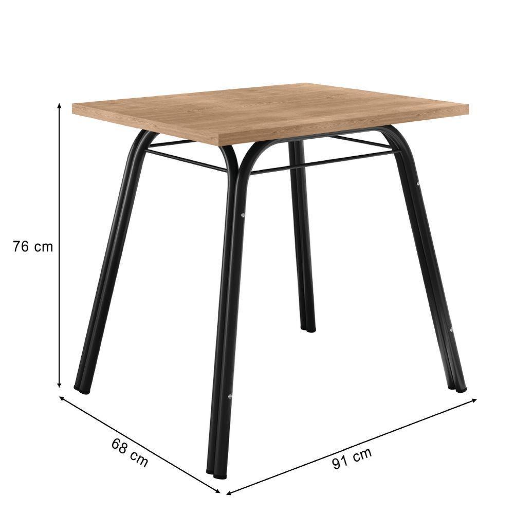 Conjunto De Mesa Sala De Jantar Com 4 Cadeiras Tubular Tampo Bp Madeirado Retangular Preto - 3