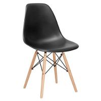Conjunto De Mesa 4 Cadeiras Pretas Eames Dkr 110cm Base Madeira Tampo Preto