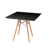Conjunto De Mesa De Jantar Eames Eiffel Quadrada 90cm Tampo De Madeira Preto Com 4 Cadeiras Pretas - 2