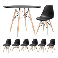 Conjunto De Jantar Eiffel: Mesa 120cm Preta E 6 Cadeiras Dkr - Design E Estilo - 1
