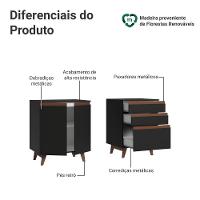 Kit Com Dois Balcões De Cozinha 2 Portas 3 Gavetas (com Tampo) Preto Reims Madesa Preto