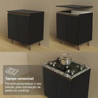 Kit Com Dois Balcões De Cozinha 2 Portas 3 Gavetas (com Tampo) Preto Reims Madesa Preto - 6