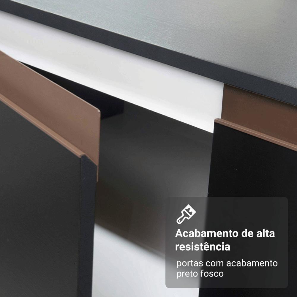 Kit Com Três Balcões De Cozinha 2 Portas 6 Gavetas (com Tampo) Preto Reims Madesa Preto - 5