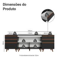 Kit Com Três Balcões De Cozinha 2 Portas 6 Gavetas (com Tampo) Preto Reims Madesa Preto - 3