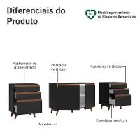 Kit Com Três Balcões De Cozinha 2 Portas 6 Gavetas (com Tampo) Preto Reims Madesa Preto