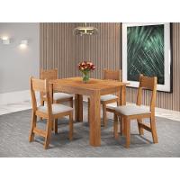 Conjunto Mesa De Jantar Retangular Palace Mel 4 Cadeiras Brisa Linho Bege - 1
