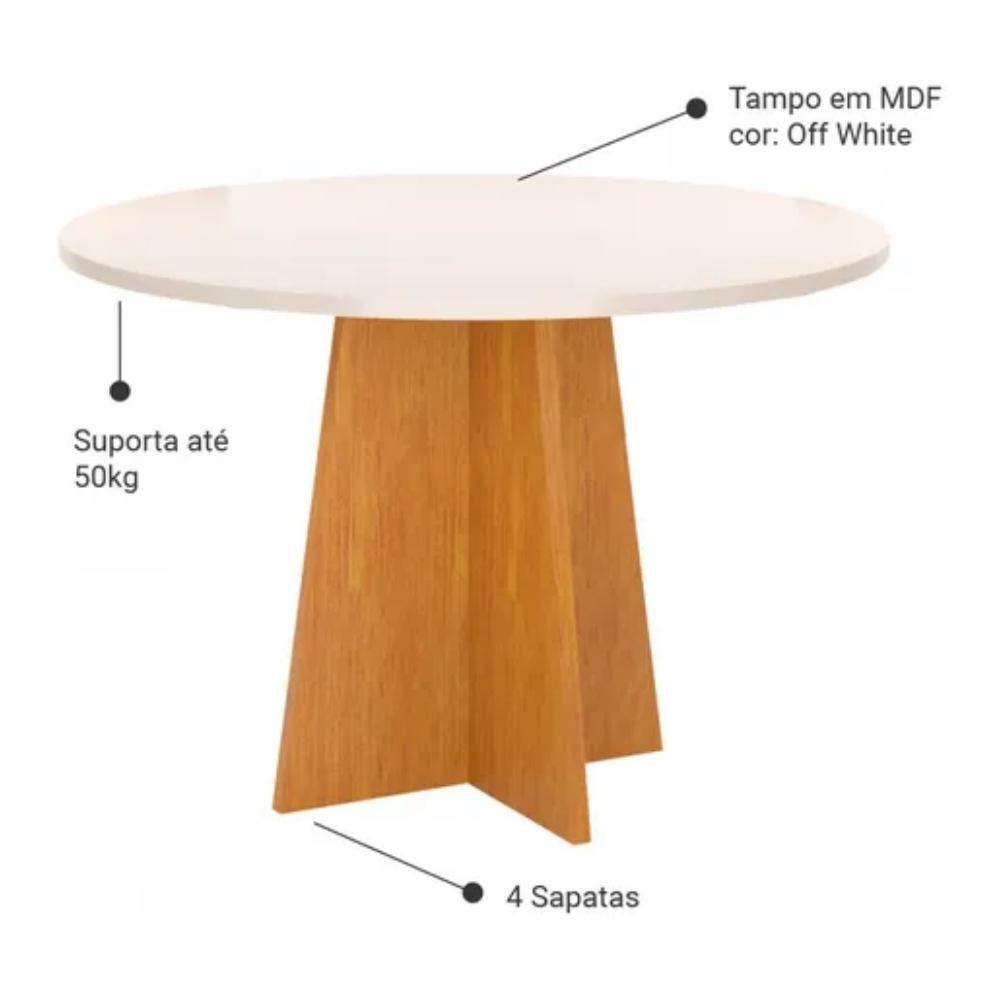 Conjunto Mesa De Jantar Redonda Slin Mel 4 Cadeiras Sol Linho Bege - 2