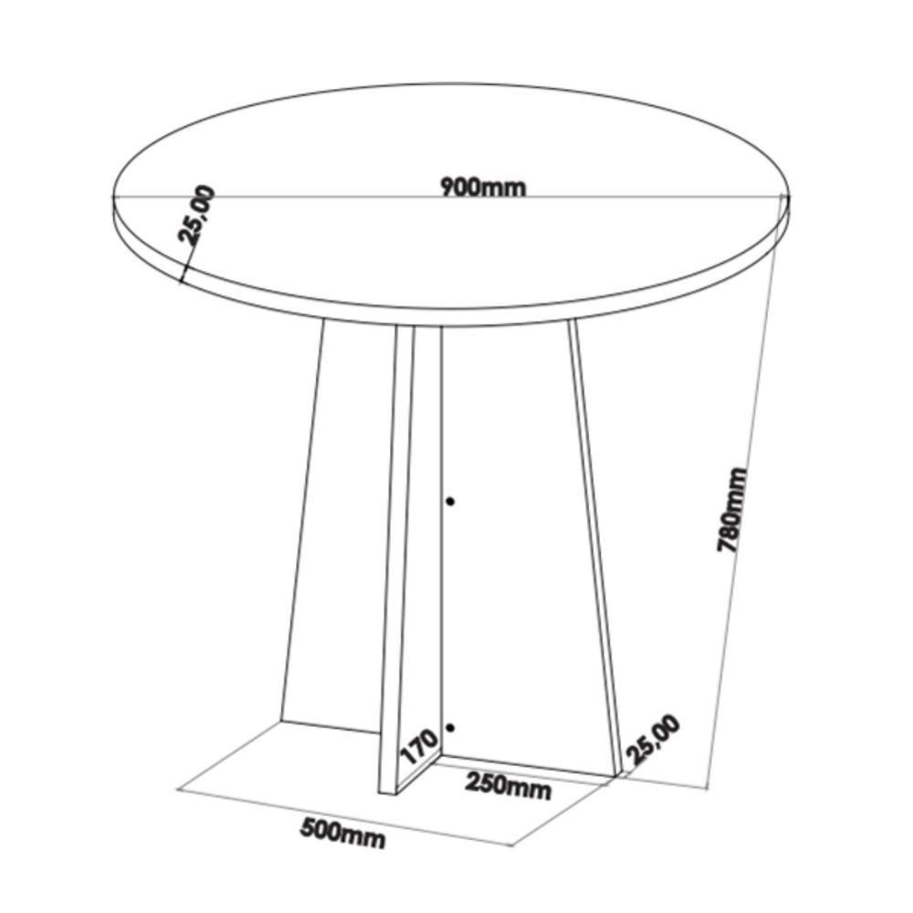 Conjunto Mesa De Jantar Redonda Slin Mel 4 Cadeiras Sol Linho Bege - 3