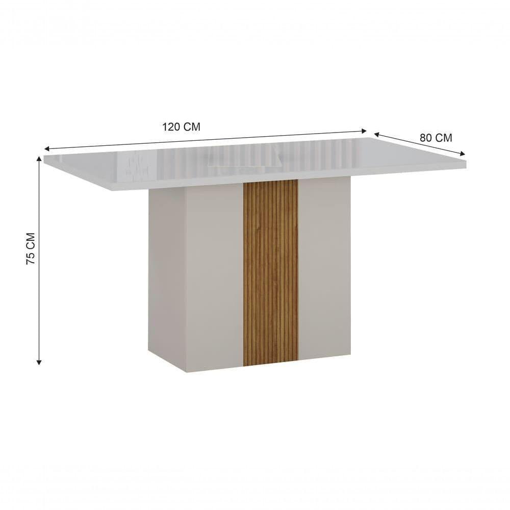 Conjunto De Mesa De Jantar Doha Off White E Freijó E 6 Cadeiras Juli Camurça - 4