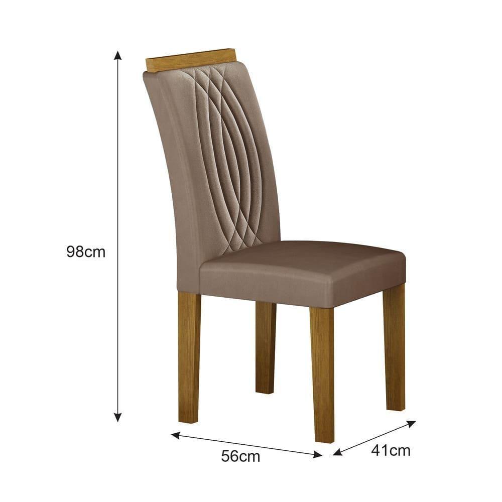 Conjunto De Mesa De Jantar Doha Off White E Freijó E 6 Cadeiras Juli Camurça - 5