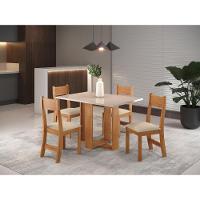 Conjunto Mesa De Jantar Retangular Milani Mel 4 Cadeiras Brisa Linho Marfim - 1