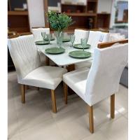 Conjunto De Mesa De Jantar Pedro Com 4 Cadeiras Gênova Veludo Bege - 3
