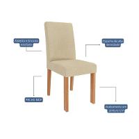 Conjunto De Mesa De Jantar Tampo De Vidro Larissa Com 4 Cadeiras Maia Linho Bege Gengibre - 4