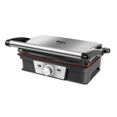 Grill Elétrico Philco PGR19PI Redstone Inox com Chapa Ajustável 1500W Prata 220V