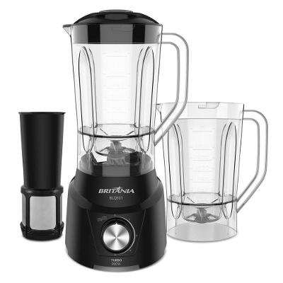 Liquidificador Britânia BLQE01 900W 2,6L com 2 Copos Autolimpeza 4 Velocidades Preto 220V