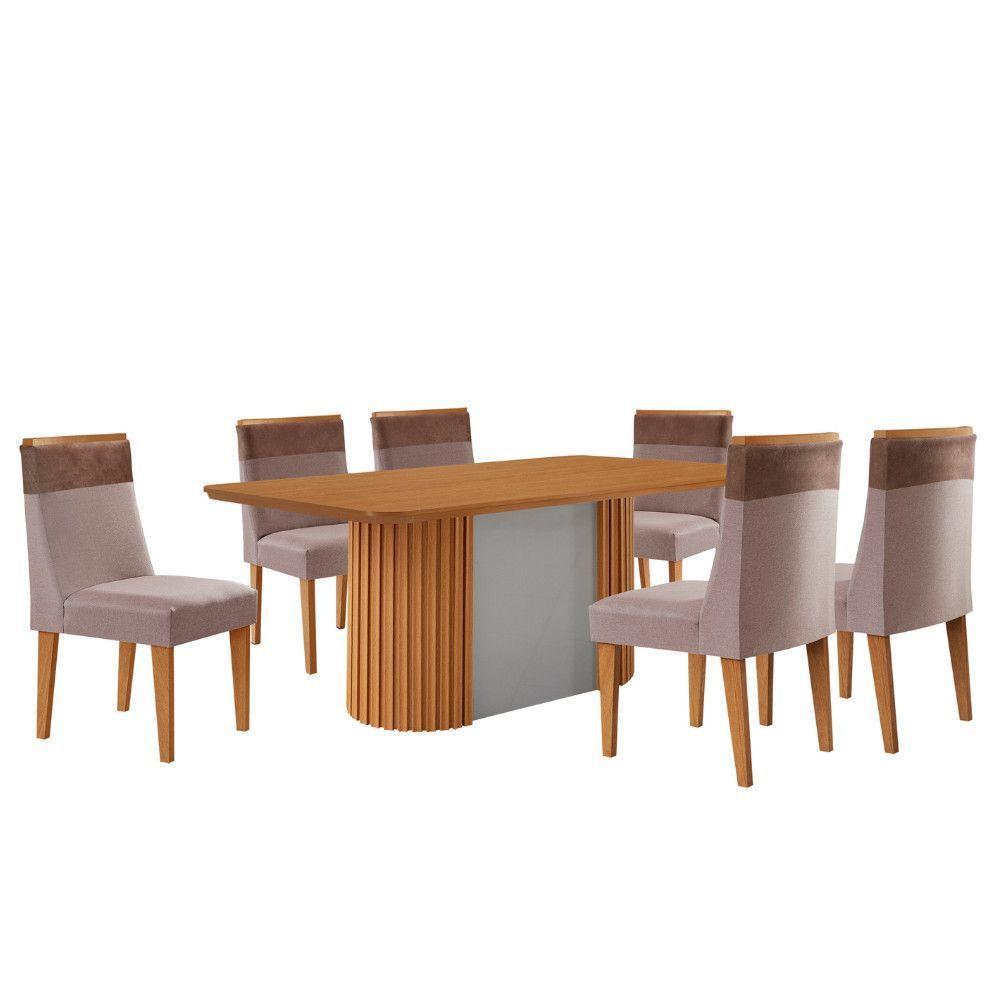 Mesa De Jantar Aspen 180cm Tampo Mdf Laminado 6 Cad Andes Linho Capuccino/tork/nat/off White - 2