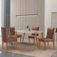 Mesa De Jantar Copper 120cm Tampo Mdf 4 Cadeiras Moderna Tork/off/naturale/serig. Off - 1