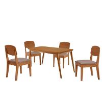 Mesa De Jantar Copper 120cm Tampo Mdf Com 4 Cadeiras Moderna Linho Capuccino/naturale/naturale - 2