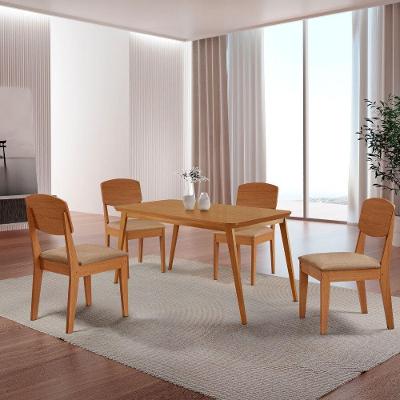 Mesa De Jantar Copper 120cm Tampo Mdf Com 4 Cadeiras Moderna Turim 07/naturalle/naturalle