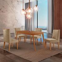 Mesa De Jantar Copper 120cm Tampo Mdf 4 Cadeiras Moderna Turim 07/naturalle/naturalle - 1