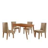 Mesa De Jantar Copper 120cm Tampo Mdf 4 Cadeiras Moderna Turim 07/naturalle/naturalle - 2