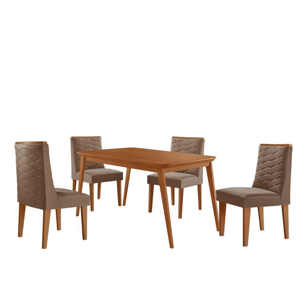 Mesa De Jantar Copper 120cm Tampo Mdf 4 Cadeiras Moderna Veludo Creme/naturalle/naturalle - 7