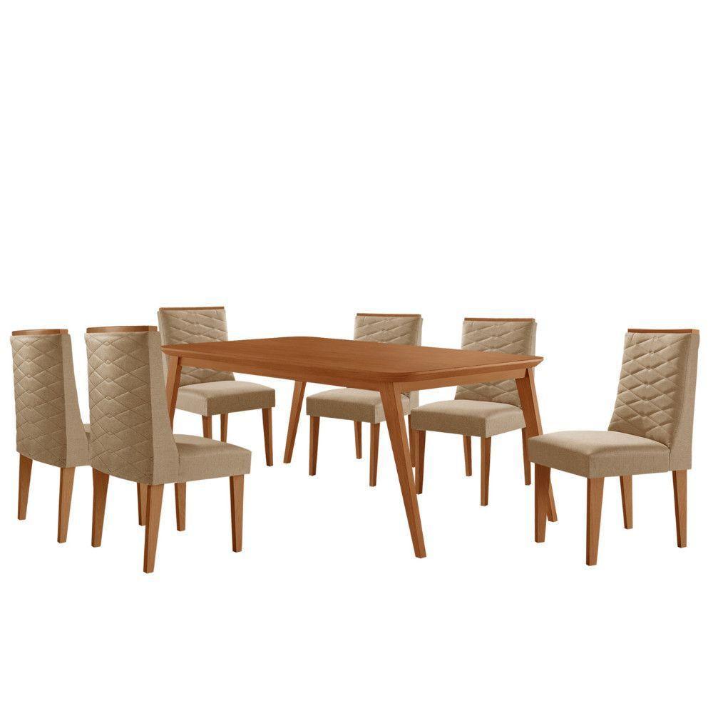 Mesa De Jantar Copper 180cm Tampo Mdf Com 6 Cadeiras Moderna Turim 07/naturalle/naturalle - 2