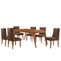 Mesa De Jantar Copper 180cm Tampo Mdf Com 6 Cadeiras Moderna Veludo Marrom/naturalle/naturalle - 2