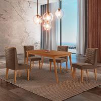 Mesa De Jantar Copper 120cm Tampo Mdf 4 Cadeiras Moderna Veludo Marrom/naturalle/naturalle - 1
