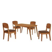 Mesa De Jantar Copper 120cm Tampo Mdf Com 4 Cadeiras Moderna Veludo Marrom/naturalle/naturalle - 2