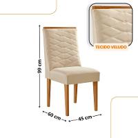 Mesa De Jantar Copper 180cm Tampo Mdf Com 6 Cadeiras Moderna Veludo Creme/naturalle/naturalle - 3