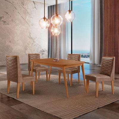 Mesa De Jantar Copper 120cm Tampo Mdf 4 Cadeiras Moderna Tork/naturale/naturale
