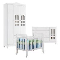 Quarto De Bebê New Selena 3 Portas Com Berço Lila E Cômoda Gran Selena Branco Brilho – Carolina Móveis - 1