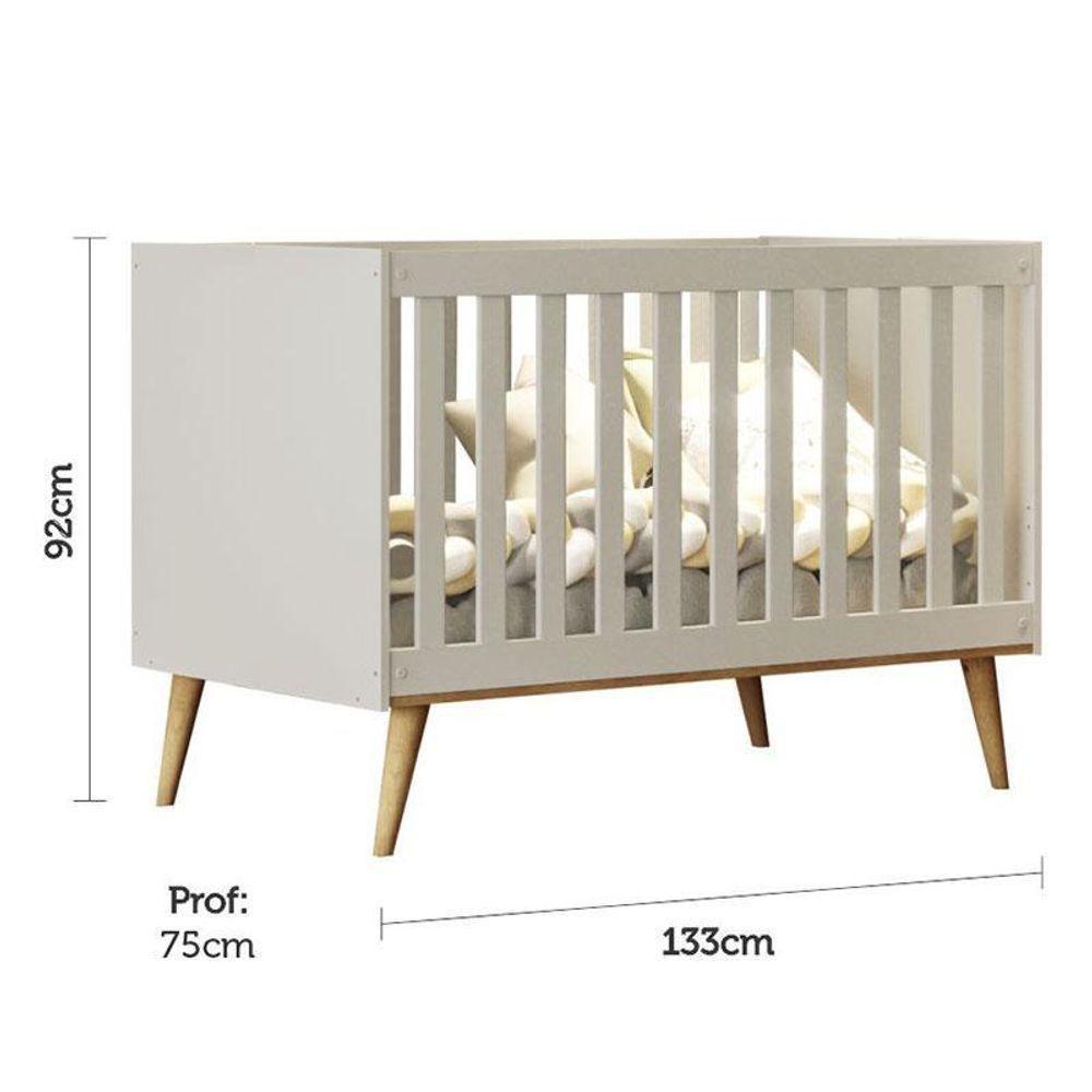 Berço Americano Ludmila E Guarda Roupa Infantil Lorena 3 Portas Off White Bétula Com Colchão Gazin - Carolina Baby - 5