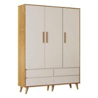 Berço Americano Ludmila E Guarda Roupa Infantil Lorena 3 Portas Off White Bétula Com Colchão Gazin - Carolina Baby - 6