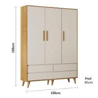 Berço Americano Ludmila E Guarda Roupa Infantil Lorena 3 Portas Off White Bétula Com Colchão Gazin - Carolina Baby - 9