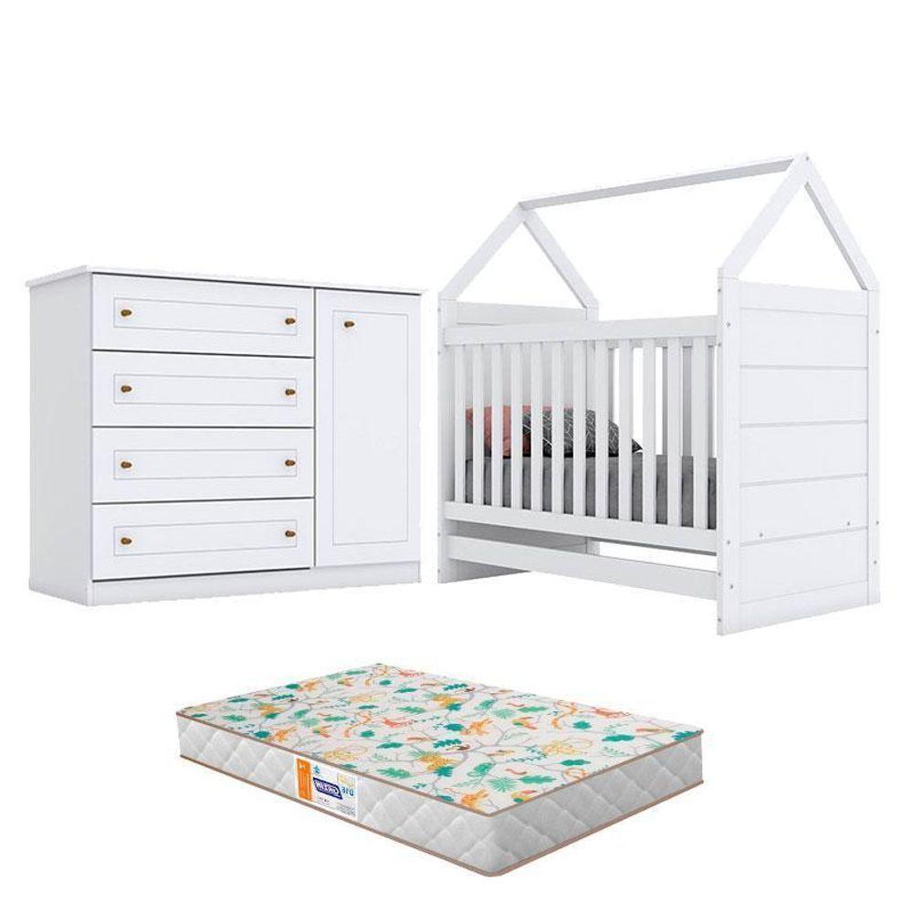Berço Montessoriano Americano E Cômoda Infantil Mississipi Branco Com Colchão Gazin – Henn - 1