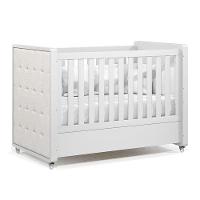 Berço Americano Com Capitonê New Boucle E Cômoda Infantil Tutto New Branco Acetinado E Colchão Ortobom - Matic - 2