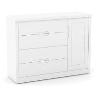 Berço Americano Com Capitonê New Boucle E Cômoda Infantil Tutto New Branco Acetinado E Colchão Ortobom - Matic