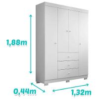 Berço Americano Lara E Guarda Roupa Duda 4 Portas Branco Brilho Com Colchão Ortobom – Phoenix Baby - 3