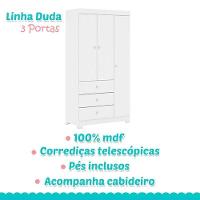 Berço Americano Lara E Guarda Roupa Duda 3 Portas Branco Brilho Com Colchão Gazin – Phoenix Baby - 7