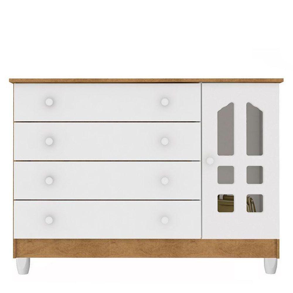 Berço Americano Lara E Cômoda Gran Selena Branco Acetinado Amadeirado Com Colchão - Carolina - 5