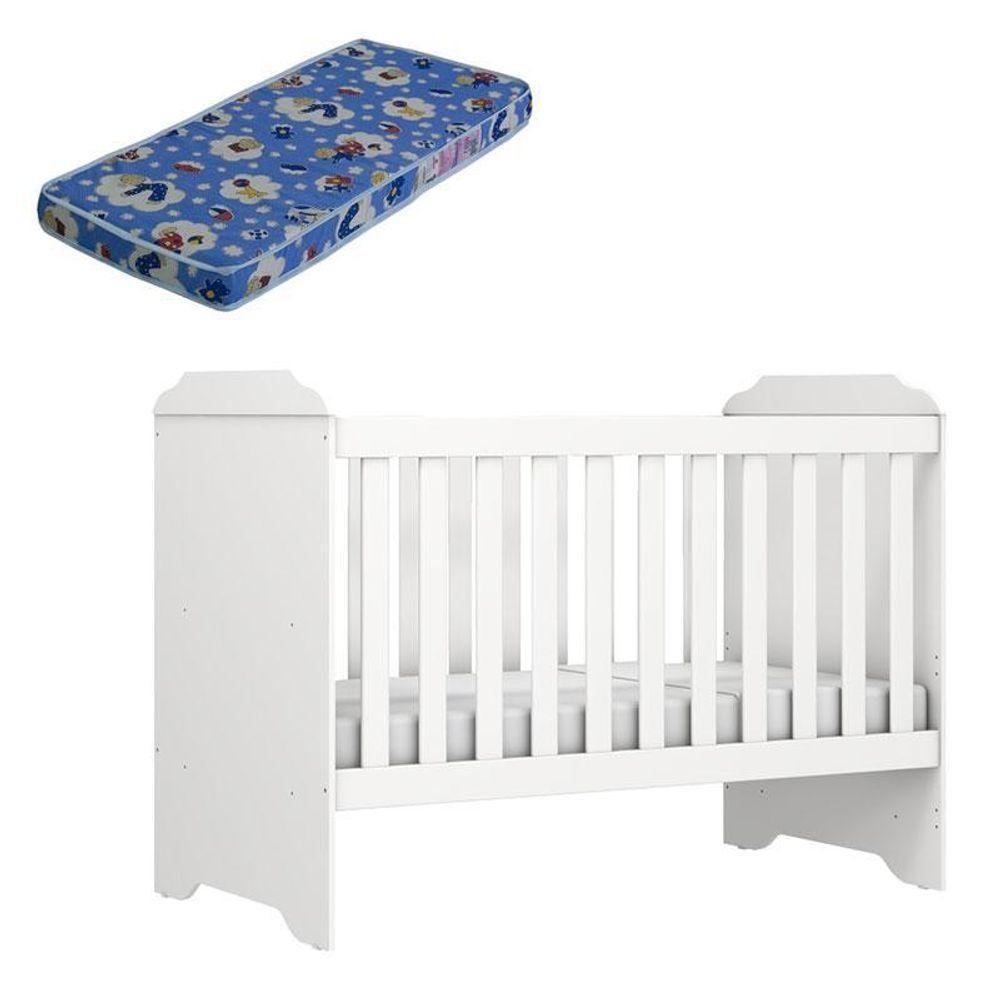 Berço Americano Mini Cama Mel Branco Brilho Com Colchão Ortobom - Carolina - 1