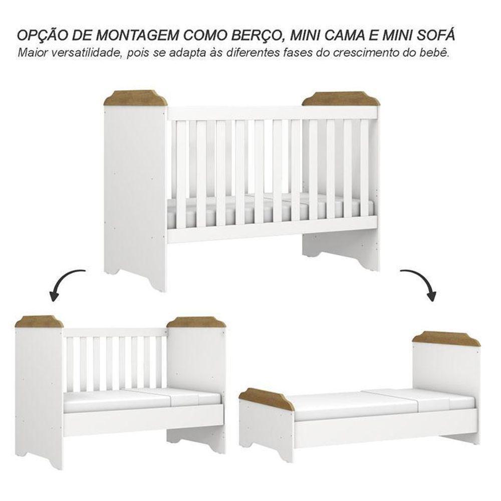 Berço Americano Mini Cama Mel Branco Acetinado Amadeirado Com Colchão Gazin - Carolina - 4