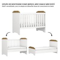 Berço Americano Mini Cama Mel Branco Acetinado Amadeirado Com Colchão Gazin - Carolina