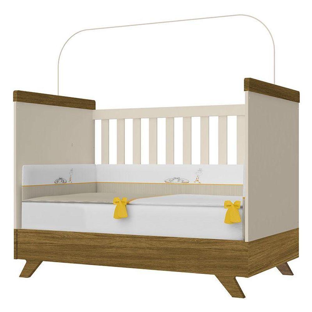 Berço Americano Retro Vitória E Cômoda Gaveteiro Infantil Emilly Off White Carvalho Com Colchão Ortobom - Canaã - 6