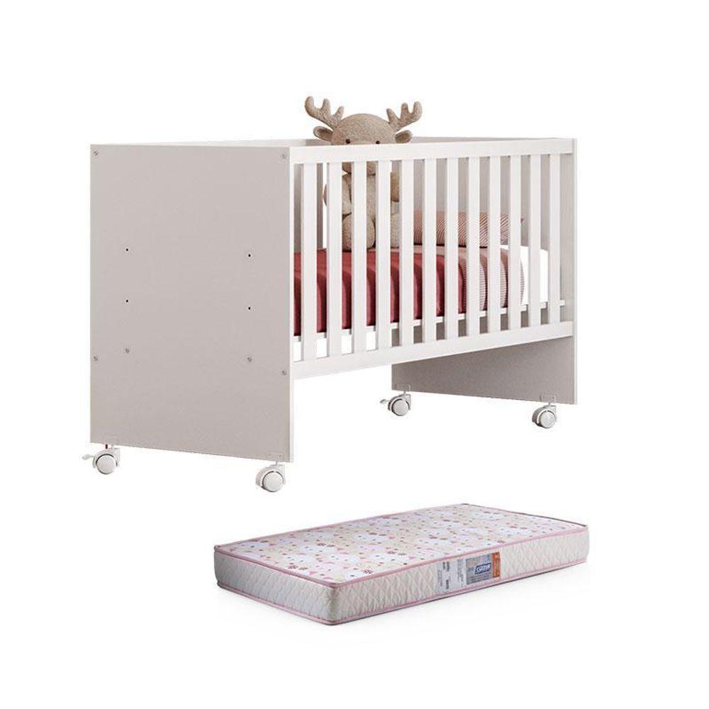 Berço Nacional Doce Sonho 3540 Branco Brilho Com Colchão Gazin – Qmovi - 1