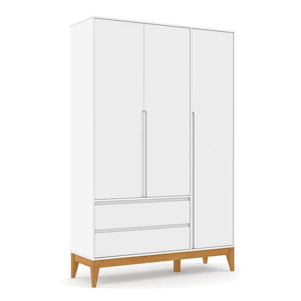 Berço Americano Unique E Guarda Roupa 3 Portas Nature Clean Branco Soft Eco Wood E Colchão Ortobom – Matic - 4