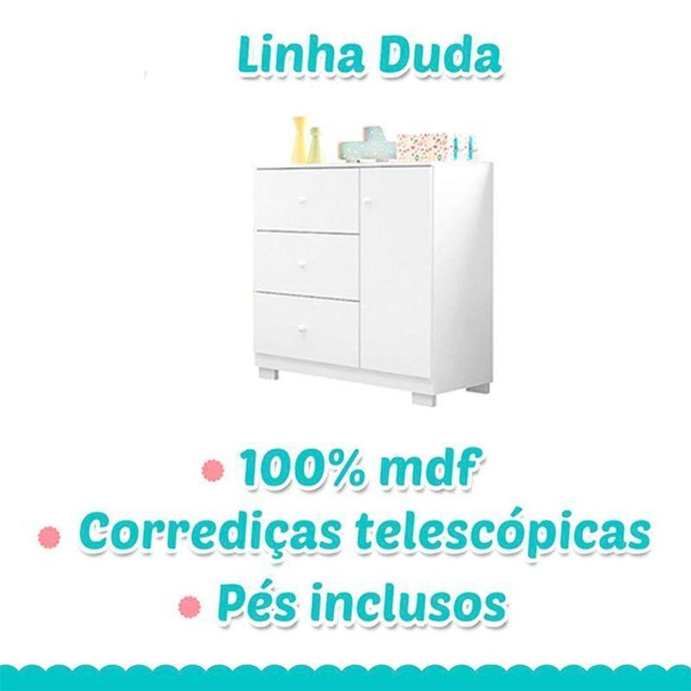 Berço Americano Lara E Cômoda Infantil Duda Branco Brilho Com Colchão Ortobom – Phoenix Baby - 7